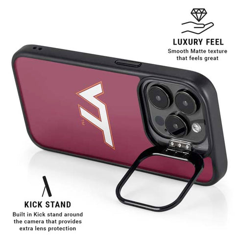 Virginia Tech University Maroon iPhone 15 Pro Kickstand Case